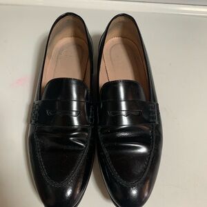 J. Crew Black Leather Loafers for Women